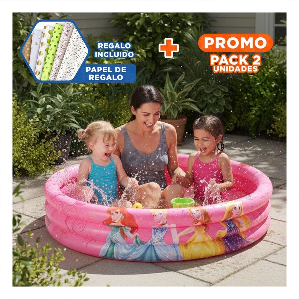 Pack2 Alberca Princesa Inflable para Casa y Patio con Agua y Uso Familiar Y+Papel Regalo