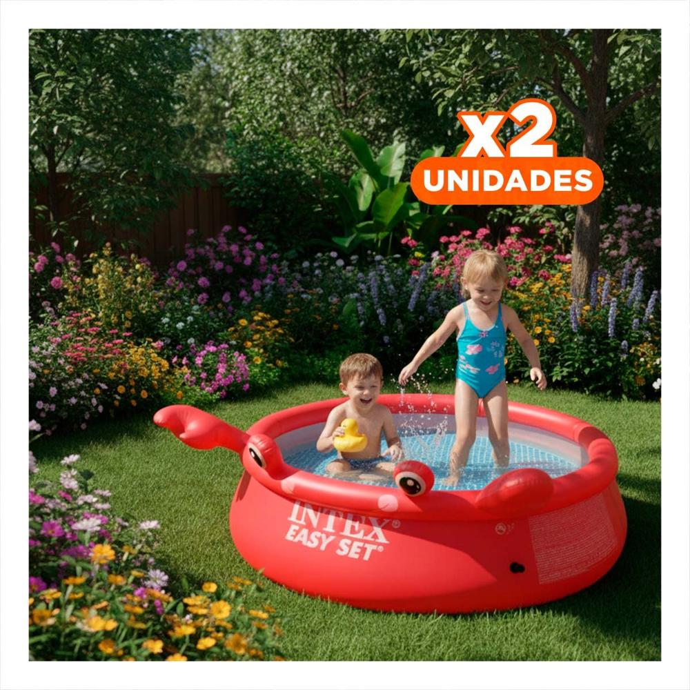 Pack2 Alberca Cangrejo Ollita 1 83 x 51 cm Colorida para Uso en Patio Y+Regalo Sticker