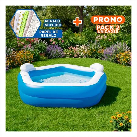Pack2 Pileta Familiar para Jardin y Hogar con Area Amplia para Juegos de Verano Y+Papel Regalo