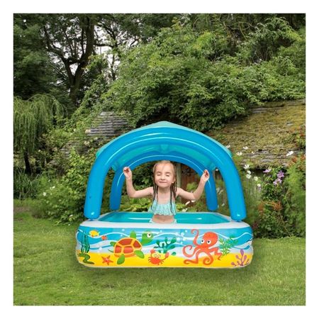 Piscina Canopy 147 x 147 x 122 CM con Techo Protector para Uso al Aire Libre Y+Ligas Regalo
