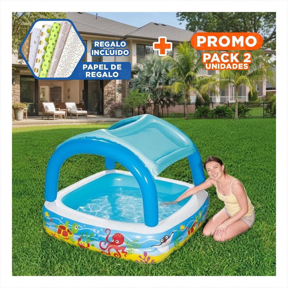 Pack2 Centro de Agua Canopy 147 x 147 x 122 CM con Sombra Superior para Verano Y+Papel Regalo