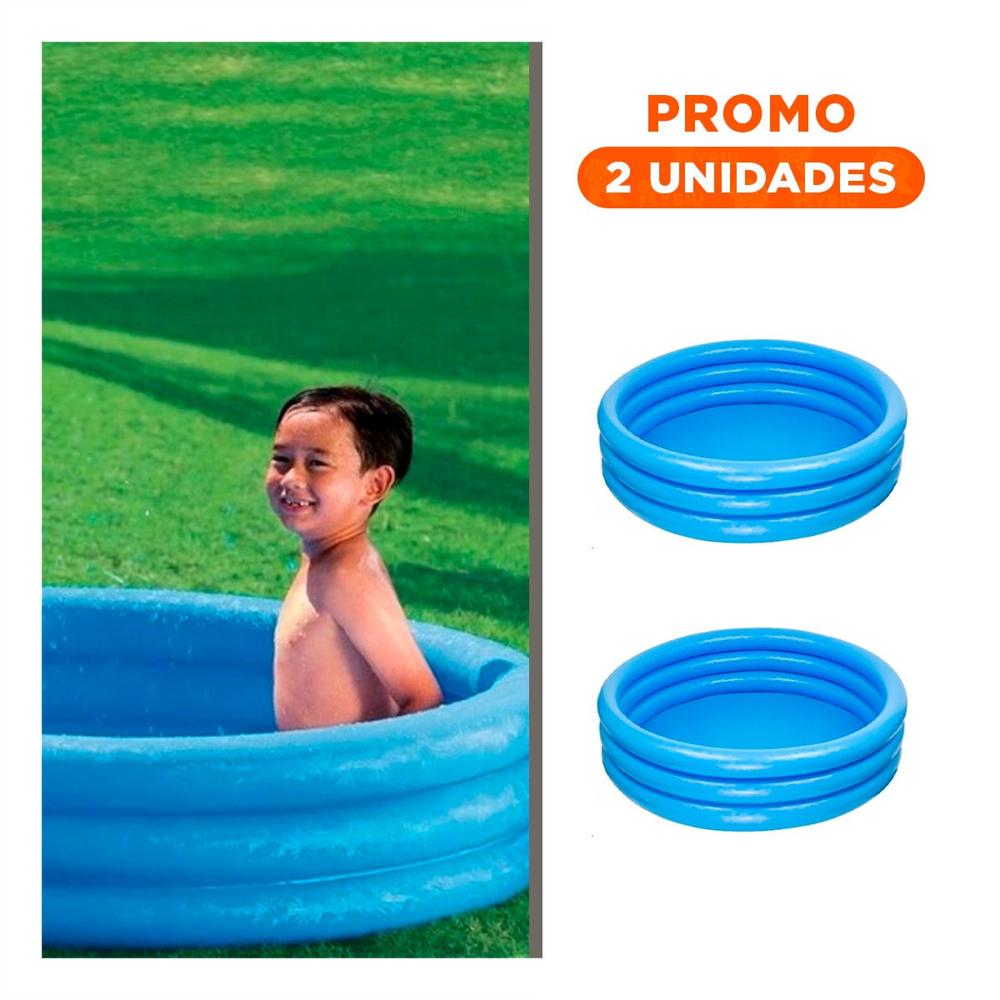Pack2 Alberca Azul  Infantil 114 x 25 cm para Jardin y Patio con Uso Familiar
