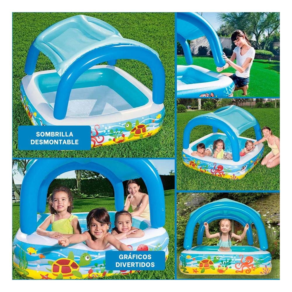 Piscina Canopy 147 x 147 x 122 CM con Diseno Techado para Espacios Exteriores Y+Post It