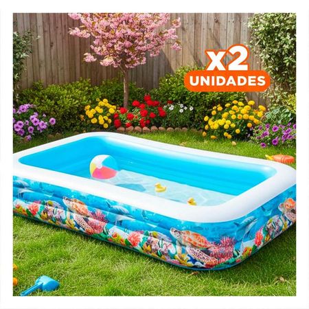 Pack2 Piscina Tropical para Patio con Area de Agua y Espacio de Recreacion Y+Regalo Sticker