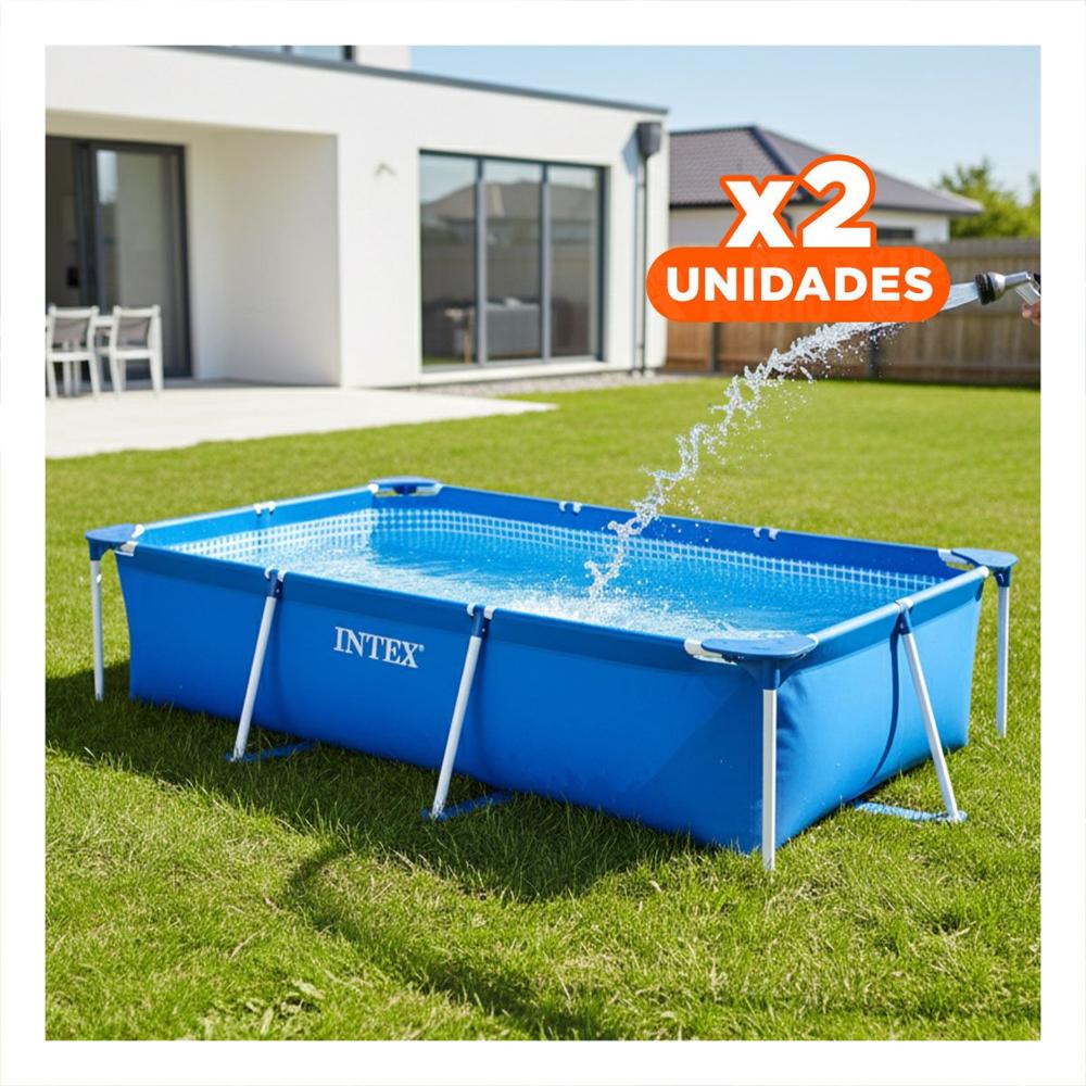 Pack2 Estructura Acuatica Rectangular Parante Resistente 220x150x60 cm Patio Y+Regalo Sticker