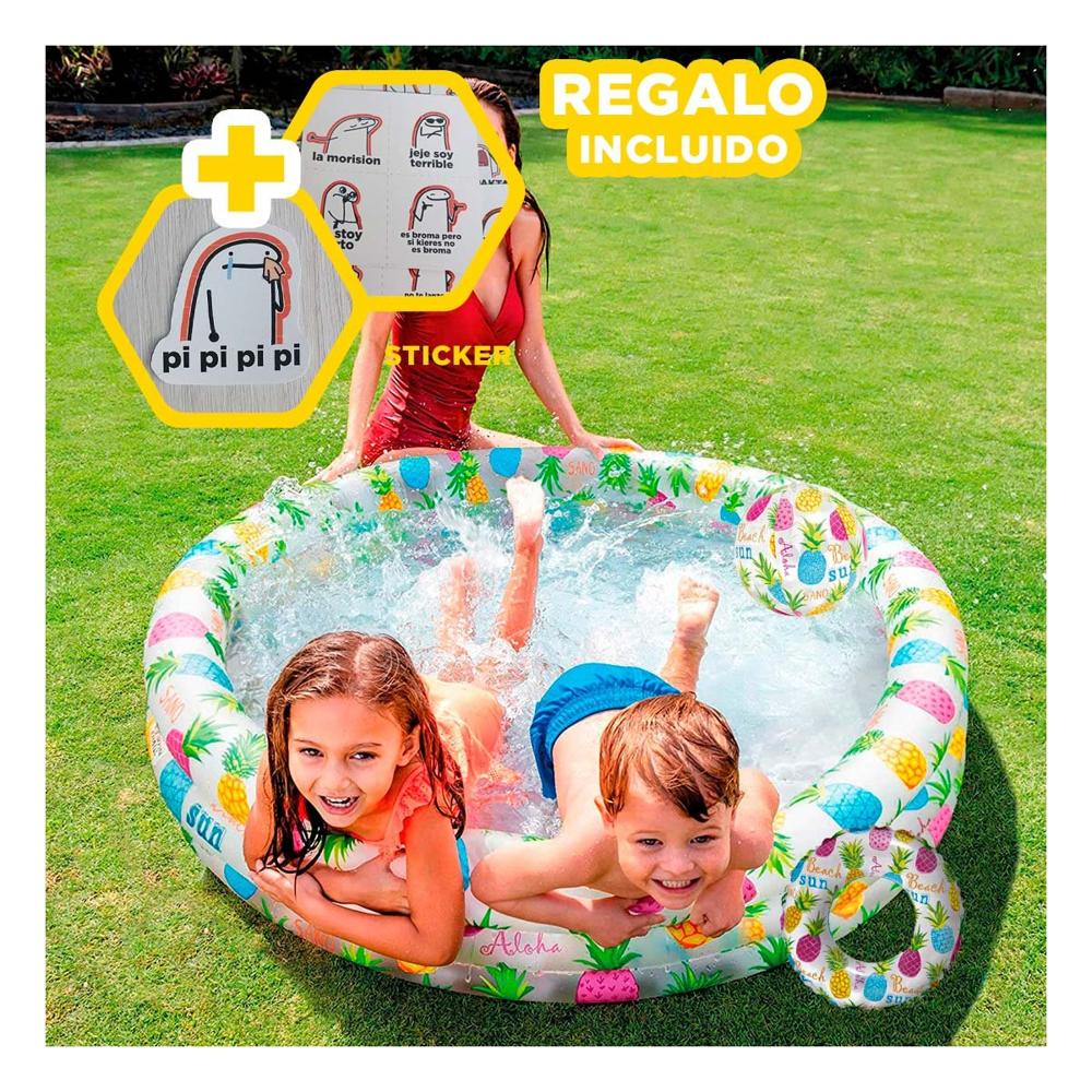 Pileta Inflable Tropical para Hogar con Diseno Colorido y Accesorio de Juego Y+Regalo Sticker