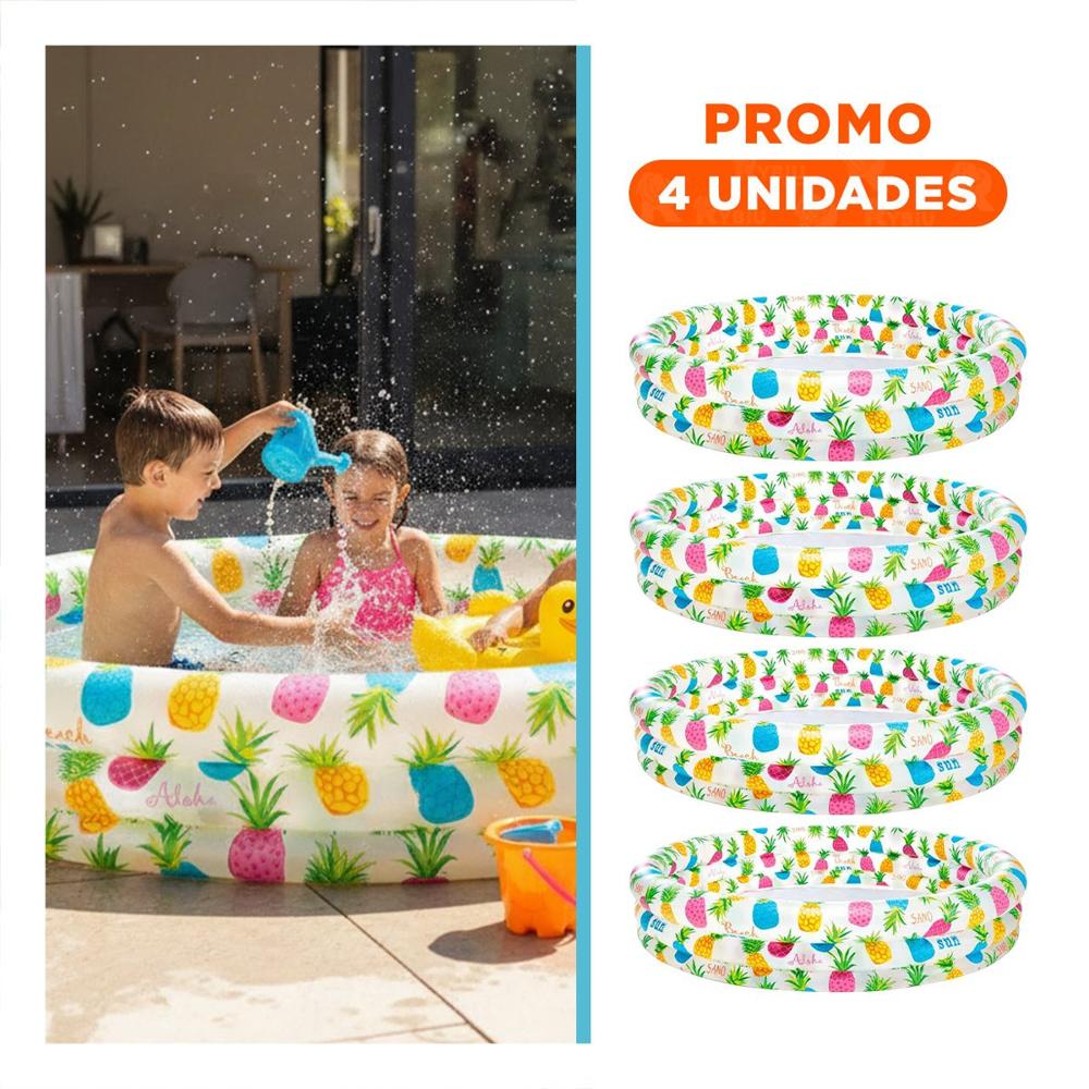 Pack4 Alberca Inflable con Estilo Tropical para Jardin y en Temporada de Calor Y+Regalo Sticker