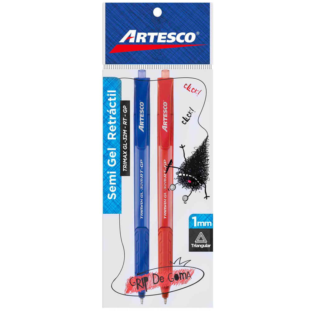 Bolígrafo ARTESCO Trimax GL-32M RT-GP Blister 2un