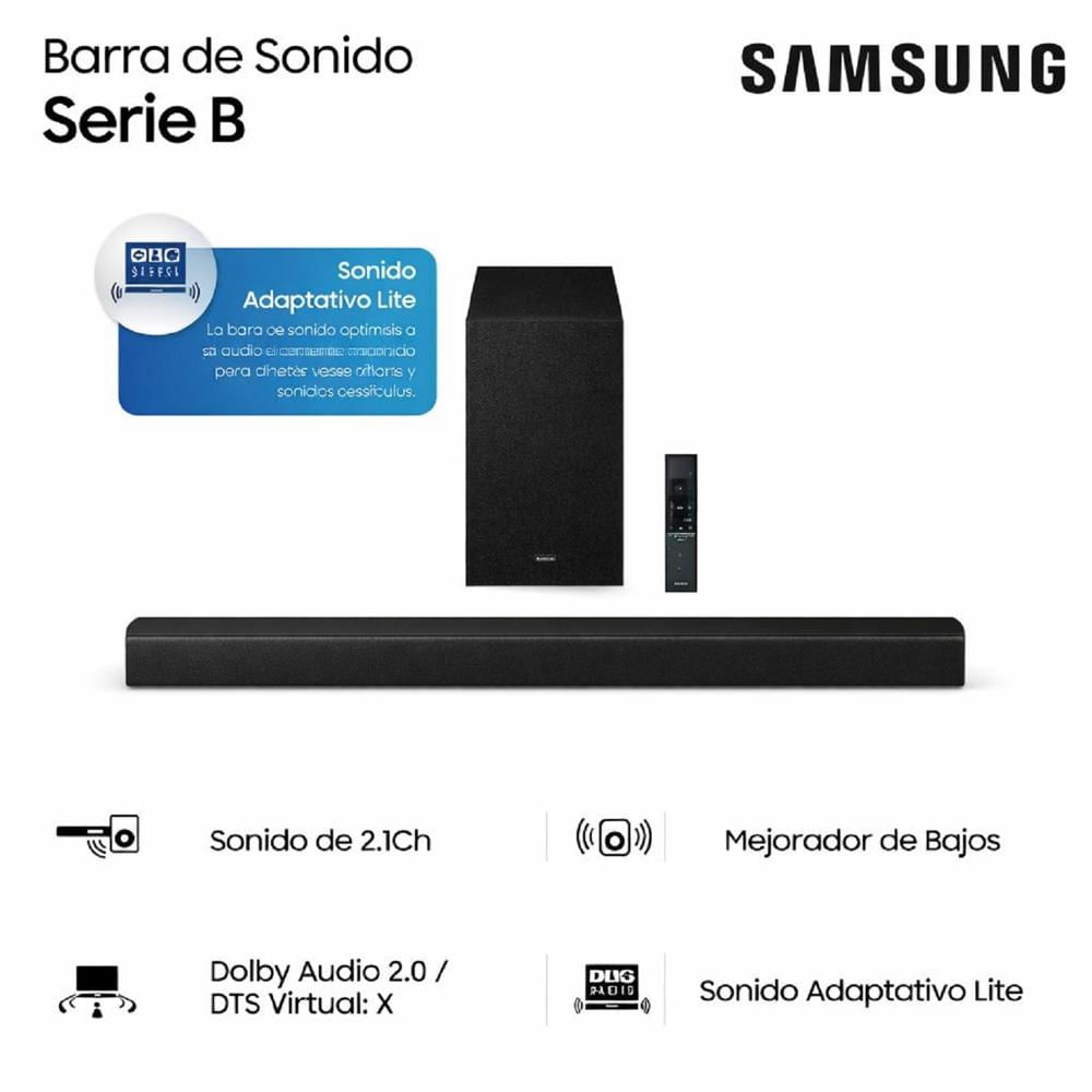 Soundbar Samsung HW-B450F 2.1 Ch con Dolby Atmos Sonido Potente con Subwoofer Inalámbrico