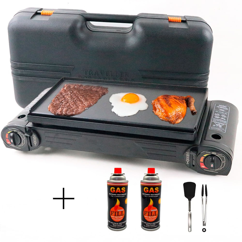 Cocina Parrillera Portátil con Maletín mas 2 Gas Butano 2FILL