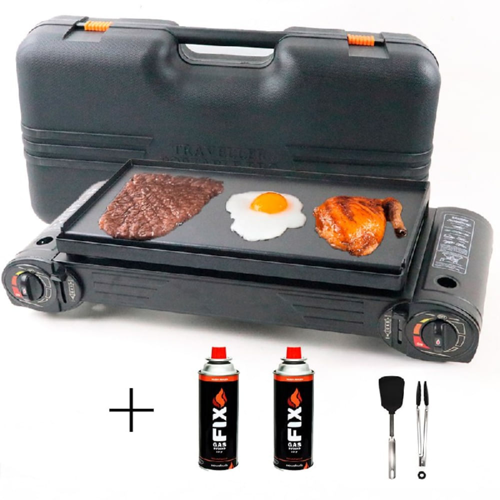 Cocina Parrillera Portátil con Maletín mas 2 Gas Butano FIX