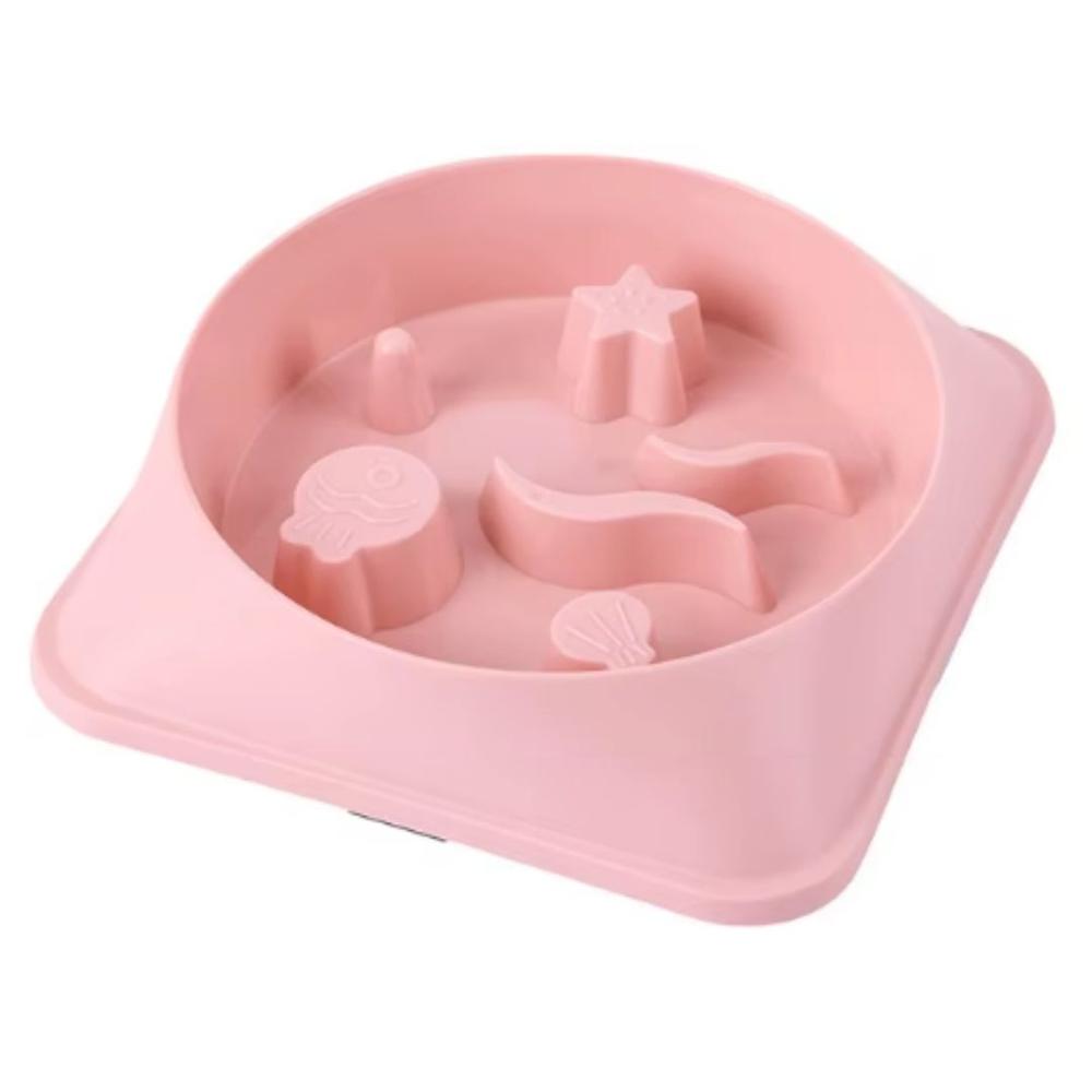 Plato Antiestrés para Mascotas Mejora Digestión Comedero Perros y Gatos Rosado