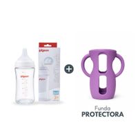 Biberón Soft Touch de Vidrio 240ml 8oz con Funda Protectora Morada