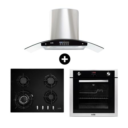 COMBO Sole: Cocina empotrable SOLCO034 + Campana Venus Plus + Horno a gas