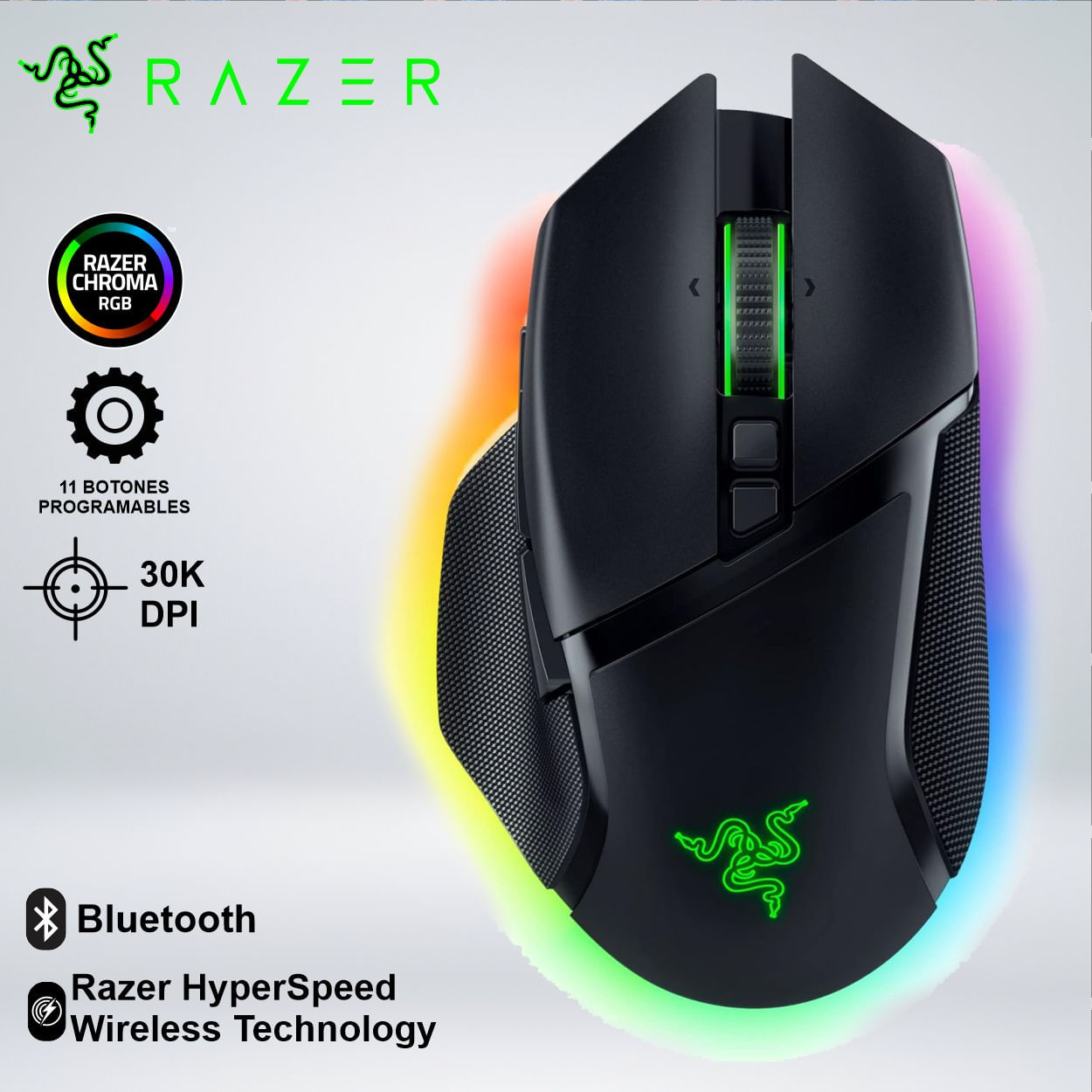 MOUSE RAZER BASILISK V3 PRO 35KDPI 210HRS BT SWITCH OPTICO 13ZONA RGB