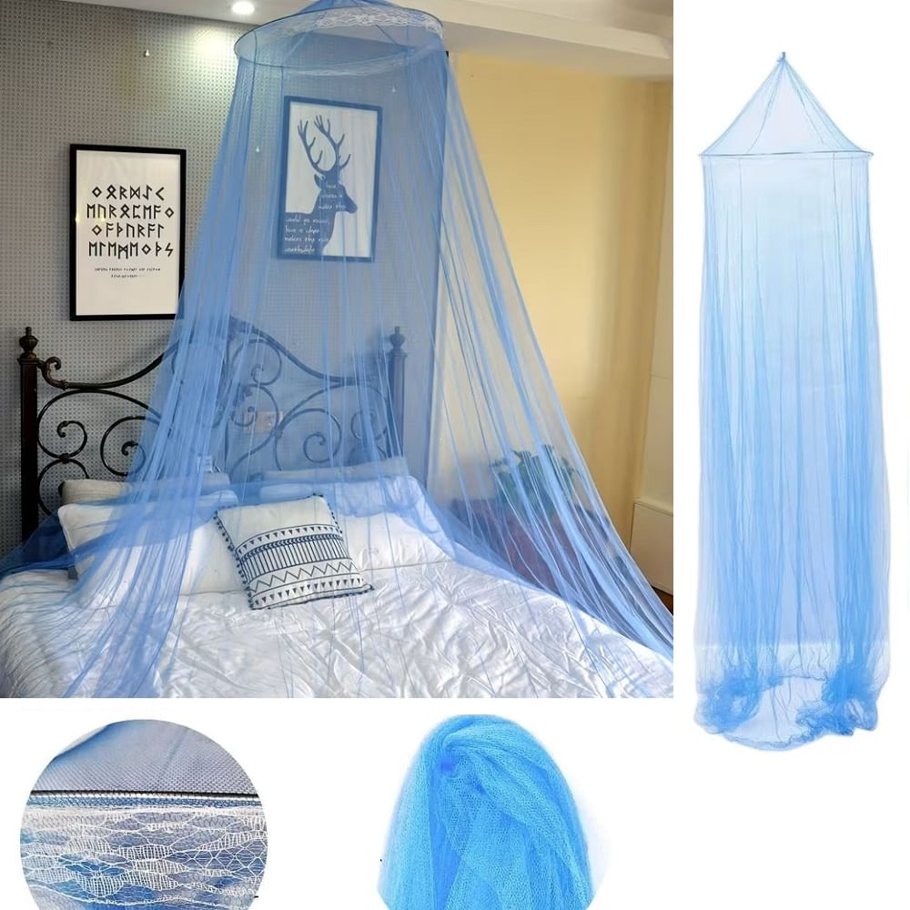 Mosquitero Circular de Tul Princesa para Cama de 2 Plazas Azul