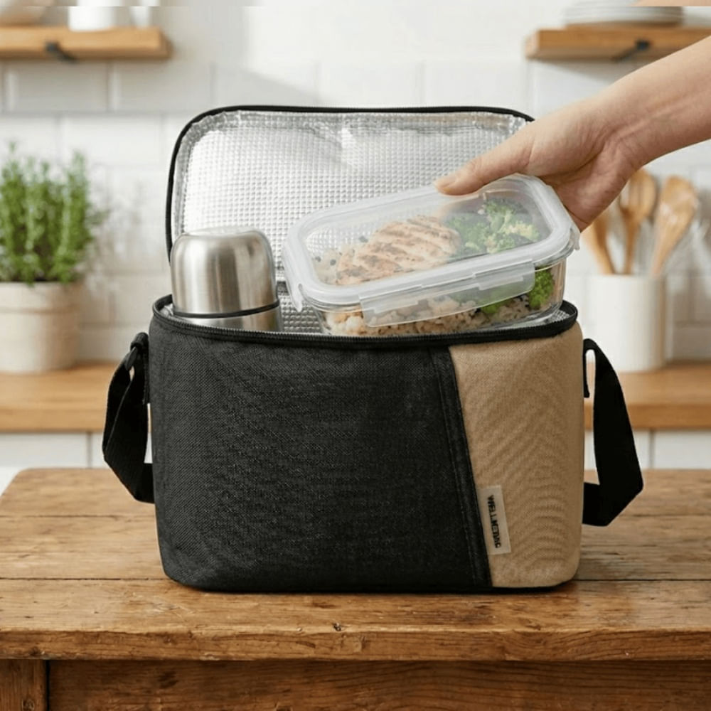 Lonchera Termica con Aislamiento Negro 8L