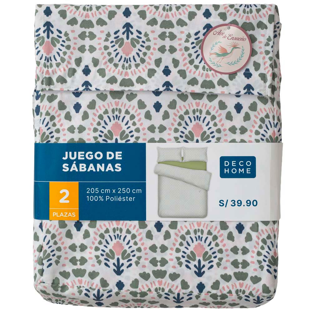 Juego de Sábanas 2 Plazas Ave de Ensueño DECO HOME