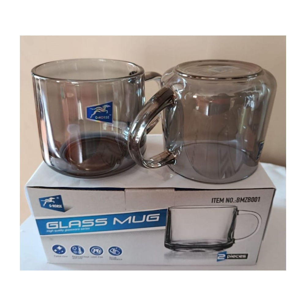 pack x 2 Tazas de Vidrio Gris de 350 ml