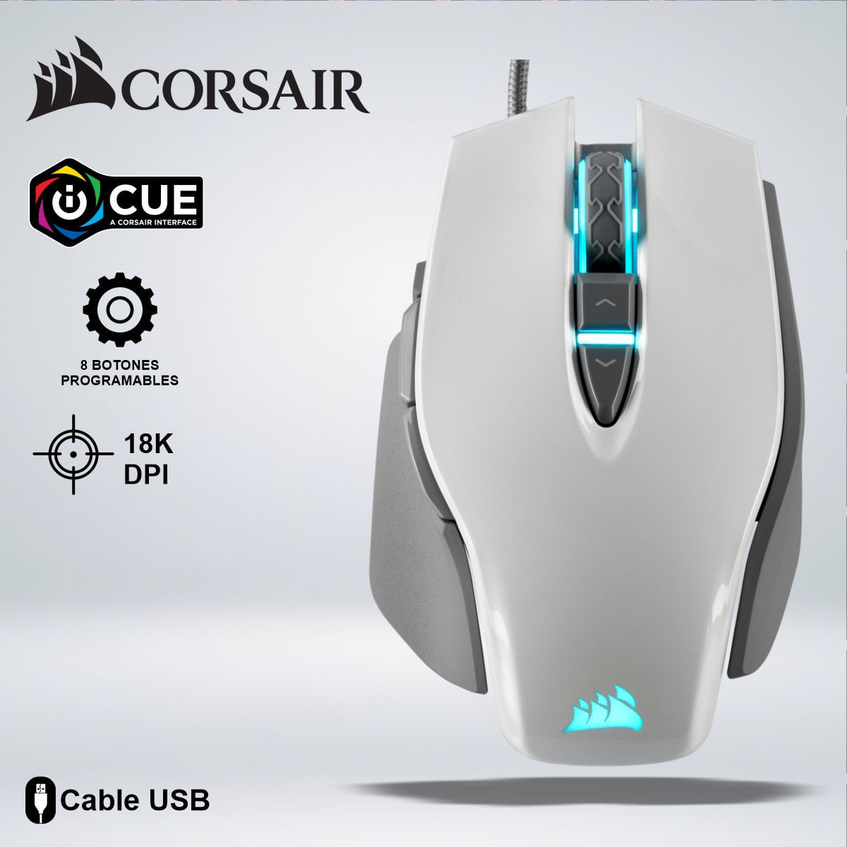 MOUSE GAMER CORSAIR M65 RGB ELITE 8 BOTONES 18 KDPI BOTON SHOOTER
