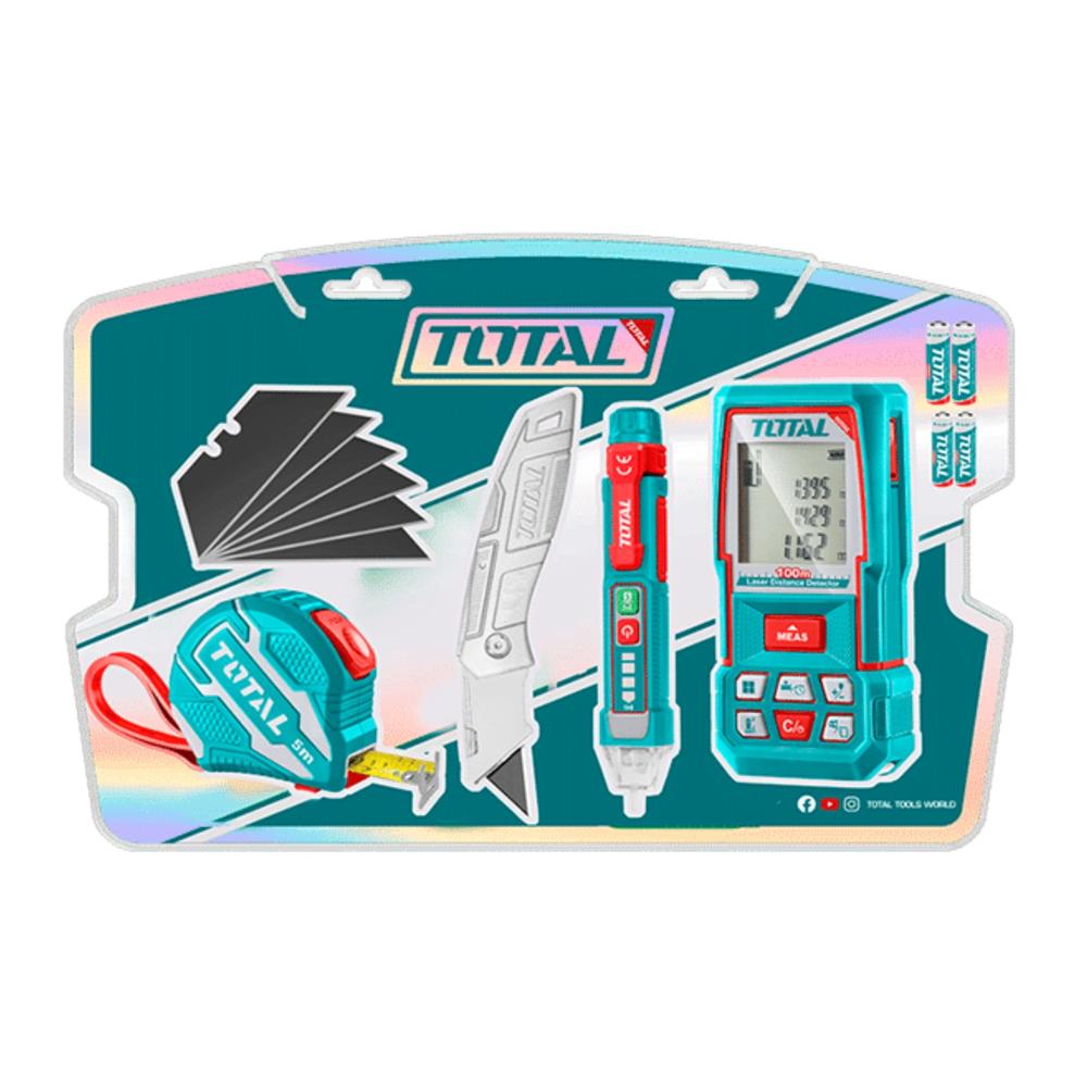Medidor Láser 100M + Detector + Navaja y Wincha Total TOS250701