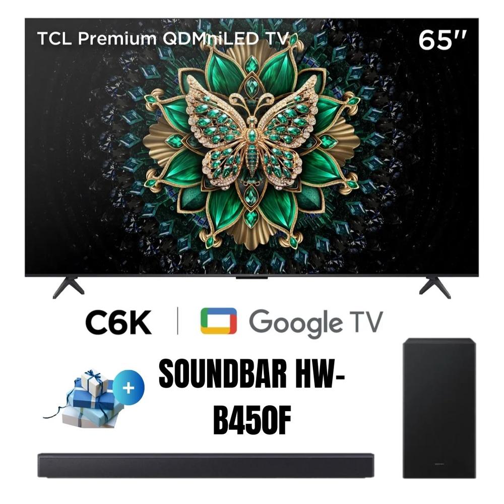 Televisor TCL 65'' QD-MINILED UHD 4K 65C6K Google TV 2025 - Soundbar HW-B450F