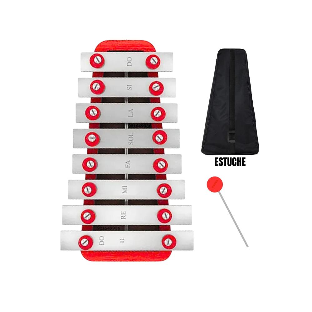 Xilófono Metalófono de 1 Octava 8 Notas Rojo