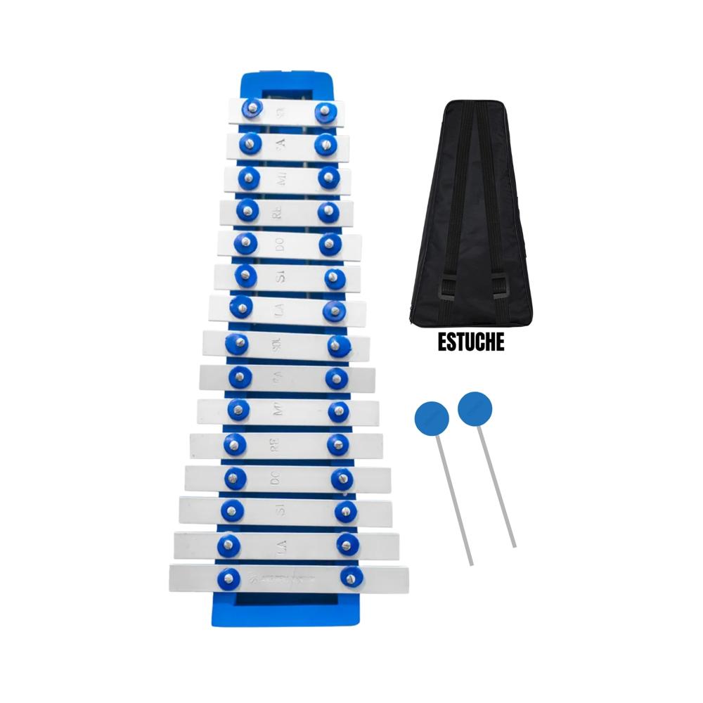 Xilófono Metalófono de 2 Octavas de 15 Notas Azúl