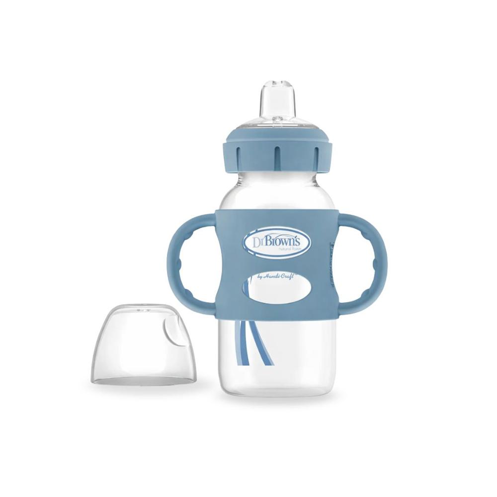 Biberón de Transición de Boca Ancha y Asas de 9oz 270ml Color Azul