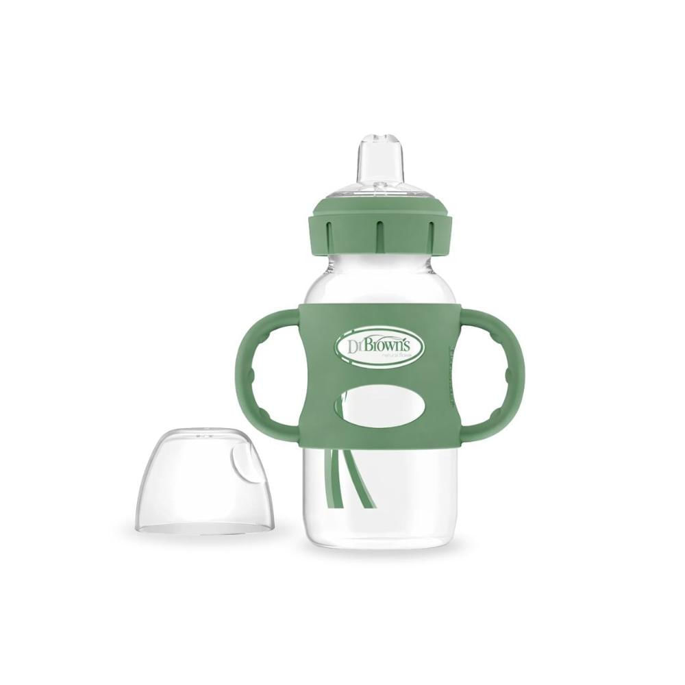 Biberón de Transición de Boca Ancha y Asas de 9oz 270ml Color Verde