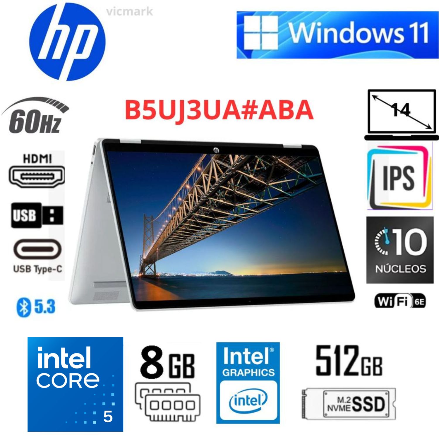 HP OmniBook 5 Flip 14-fp0013dx Intel Core 5 120U 8GB 512GB SSD Touch