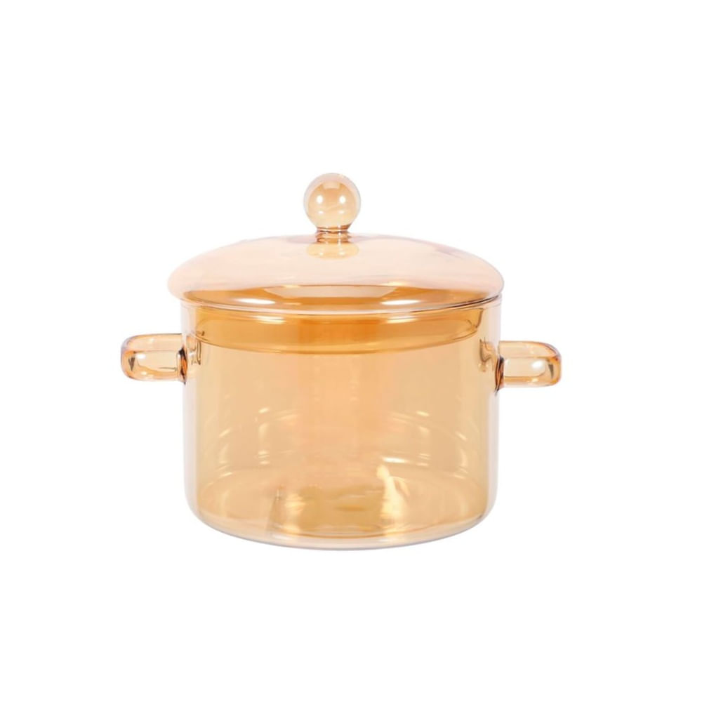 Olla de Vidrio Borosilicato Dorado Resistente al Fuego 1.5 L