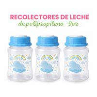 Set de 3 Recolectores de Leche 9oz de polipropileno - Celeste