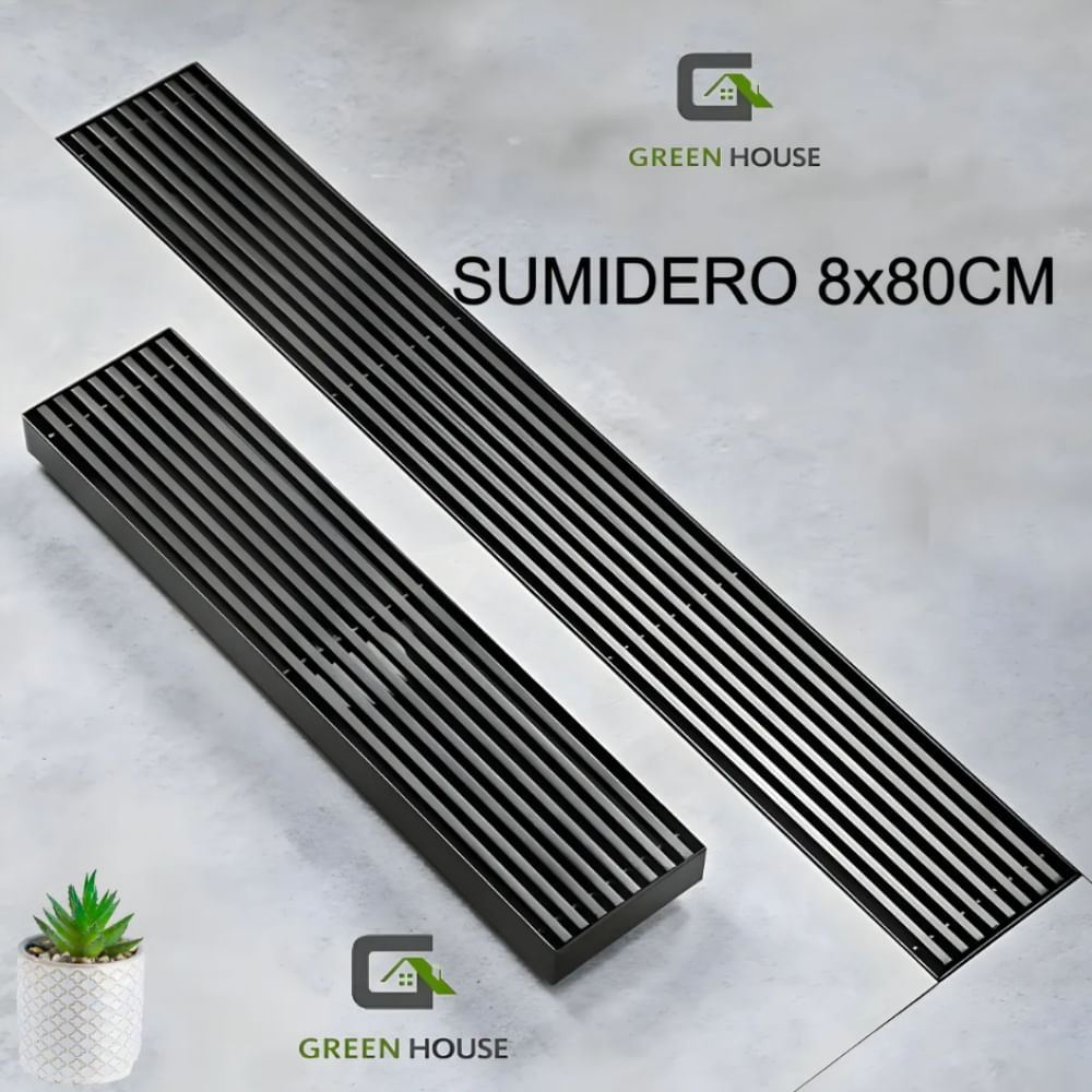 SUMIDERO NEGRO 8x80CM ACERO INOXIDABLE SUS 304