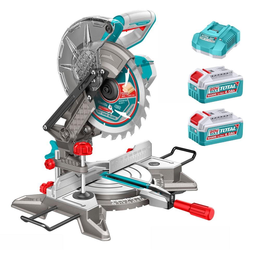 Sierra Ingleteadora 8" 20V + 2bat 4ah + Cargador Total TMSLI20212