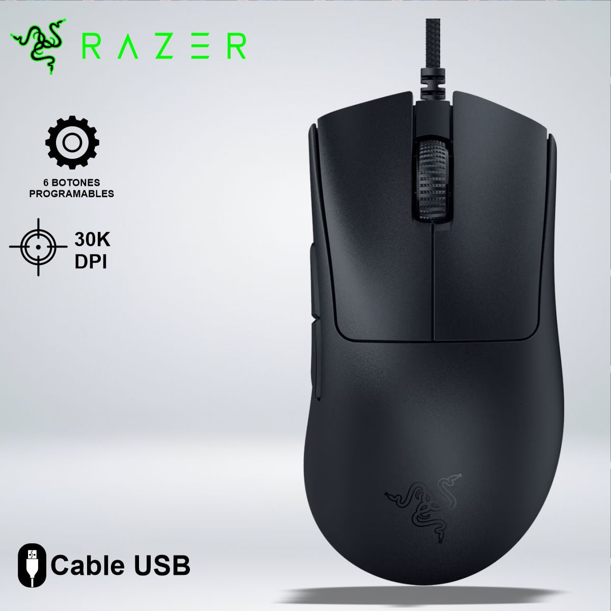 MOUSE GAMER RAZER DEATHADDER V3 ULTRALIGERO 30K DPI 6 BOTONES