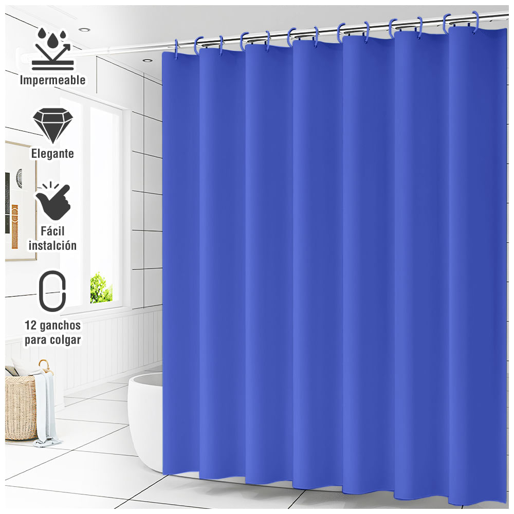 Cortina de Baño Impermeable Premium 180x180 Azul U88