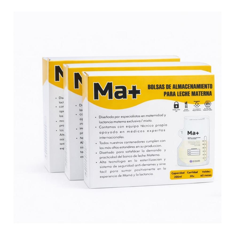 Pack 3 Cajas Bolsas de Almacenamiento para Leche Materna 200ml -90 Unidades