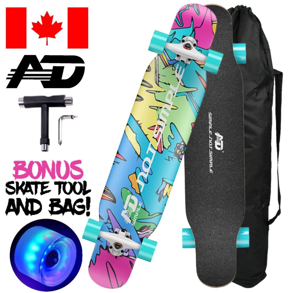 Skate Longboard 42'' Dancing Cruising Downhill - Ruedas LED
