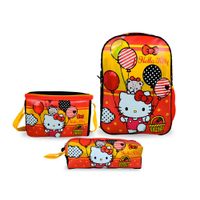 Set de Mochila Escolar X3 Hello Kitty Oficio con Lonchera Térmica y Cartuchera