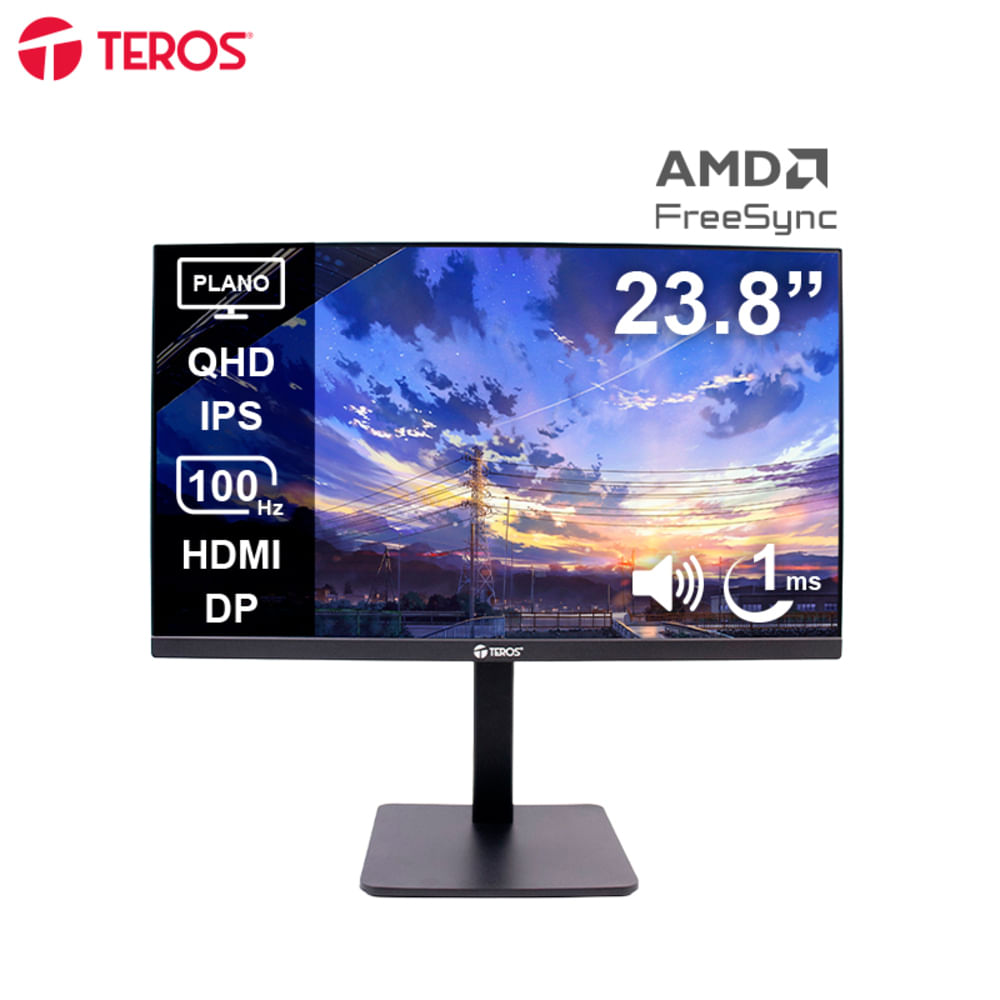 MONITOR CORPORATIVO TEROS TE-2416CS, QHD IPS, 100HZ, HDMI, DP, AUDIO OUT, CÁMARA 5MP