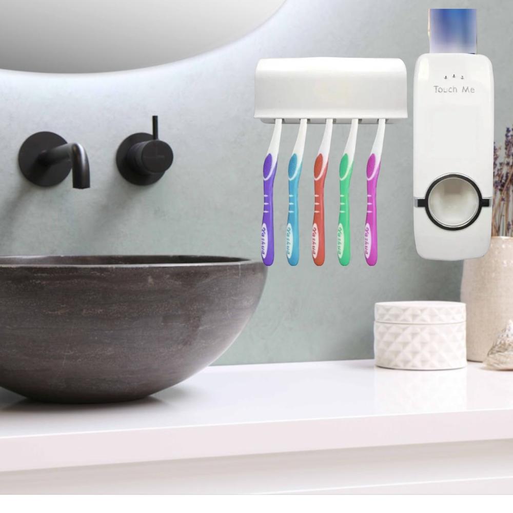 Dispensador de Pasta Dental y Porta Cepillo de Dientes