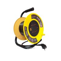 CARRETE 30 METROS EXTENSION DE CORRIENTE AMARILLO 4 ENTRADAS NEGRO SANDAY