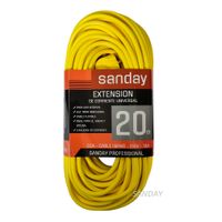 EXTENSION DE CORRIENTE 20 METROS ALARGADOR 3 ENTRADAS CABLE AMARILLO SANDAY