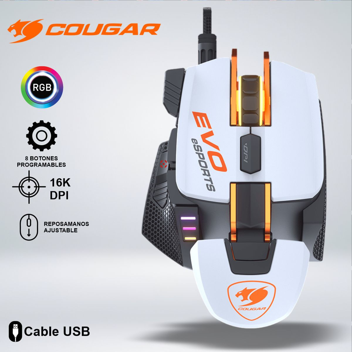 MOUSE GAMING 700M EVO ESPORTS WHITE - ERGONÓMICO