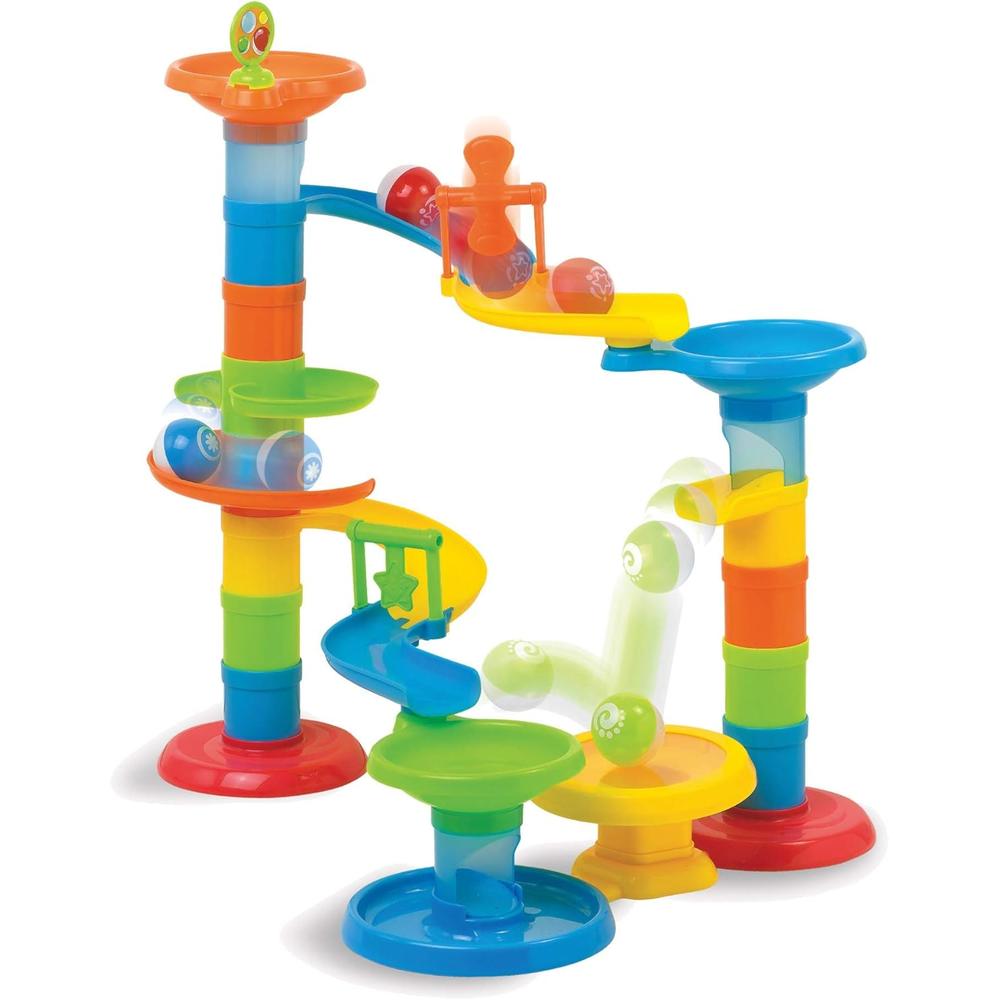 JUGUETE PISTA DE PELOTA TORRE DE REBOTE Y RUEDAS FAT BRAIN TOYS
