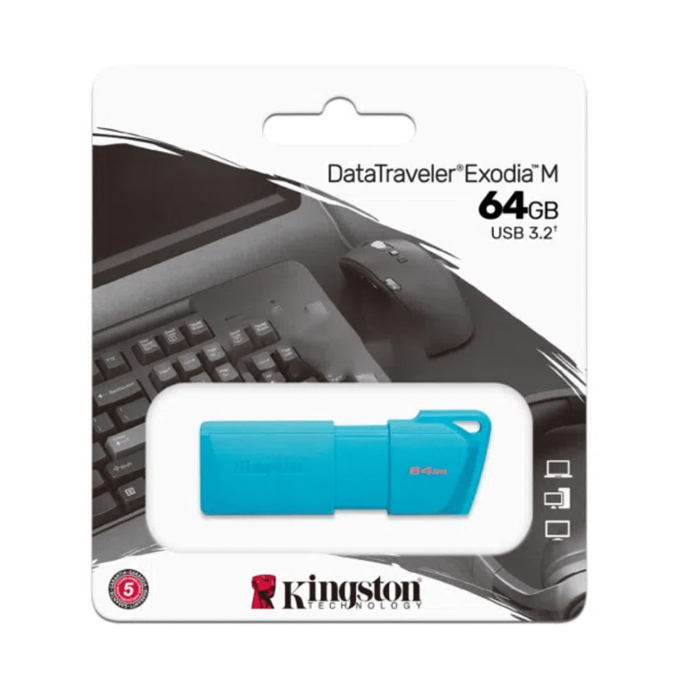Memoria USB 64GB Kingston DataTraveler Exodia M USB 3.2 Gen 1 Azul Neon Aqua KC-U2L64-7LB