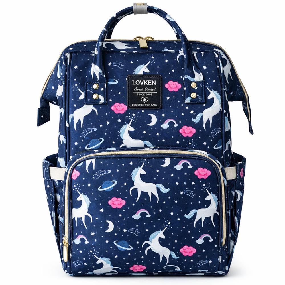 Mochila Pañalera Bolso De Maternidad Unicornio Azul