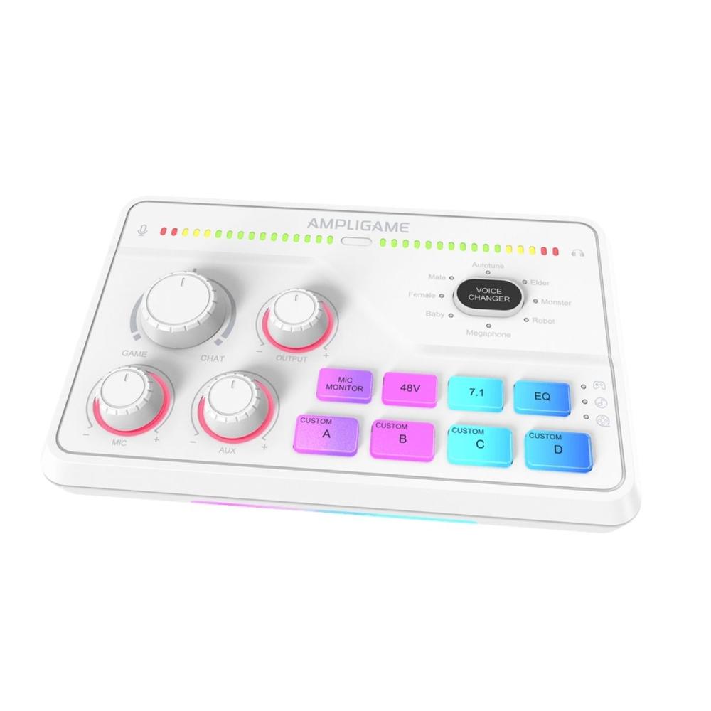 Mixer Fifine Ampligame SC8 RGB Streaming XLR Sonido 7.1 - White