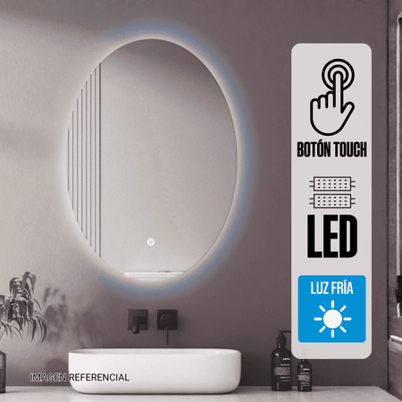 Espejo LED Orange Oval 49x69cm 4mm Luz Posterior Blanca